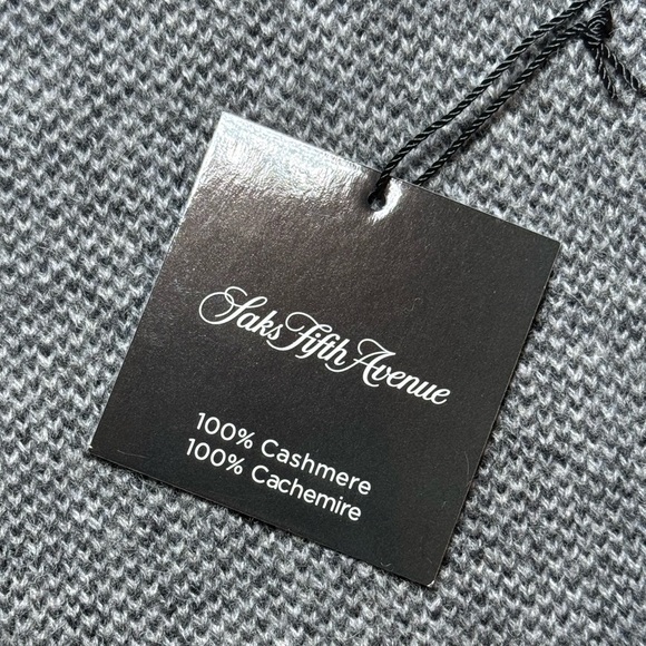 Saks Fifth Avenue Men’s Cashmere Quarter Zip Sweater Charcoal Size M - Picture 9 of 12